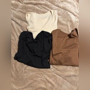 Women's Sleeveless Tops - Black, Cream, and Brown